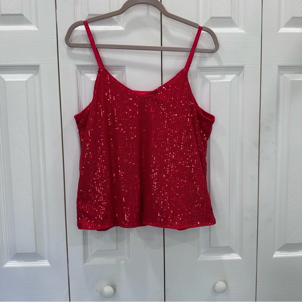SHEIN Sparkling Red Sequin Camisole